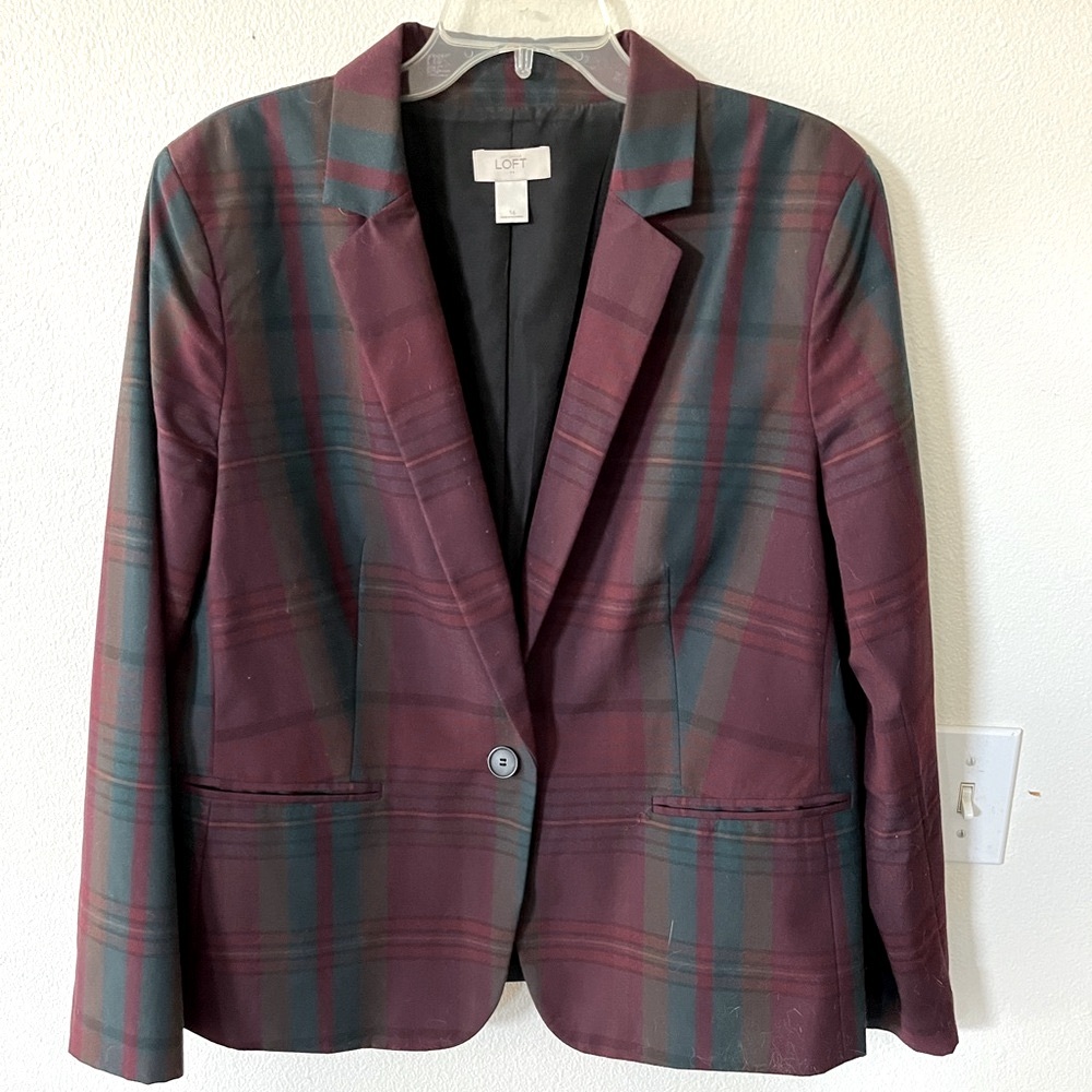 Multi colored blazer made by Loft size 16